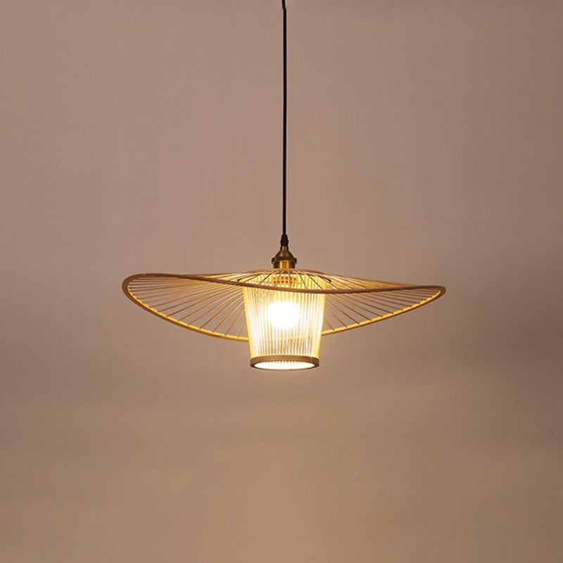 Lotus Leaf Suspension Lighting Minimalist Bamboo 1��Head Wood Pendant Ceiling Light Wood B Clearhalo 'Ceiling Lights' 'Pendant Lights' 'Pendants' Lighting' 2248234_4a5d19be-0c37-4b84-b8c1-ceb735278a4d