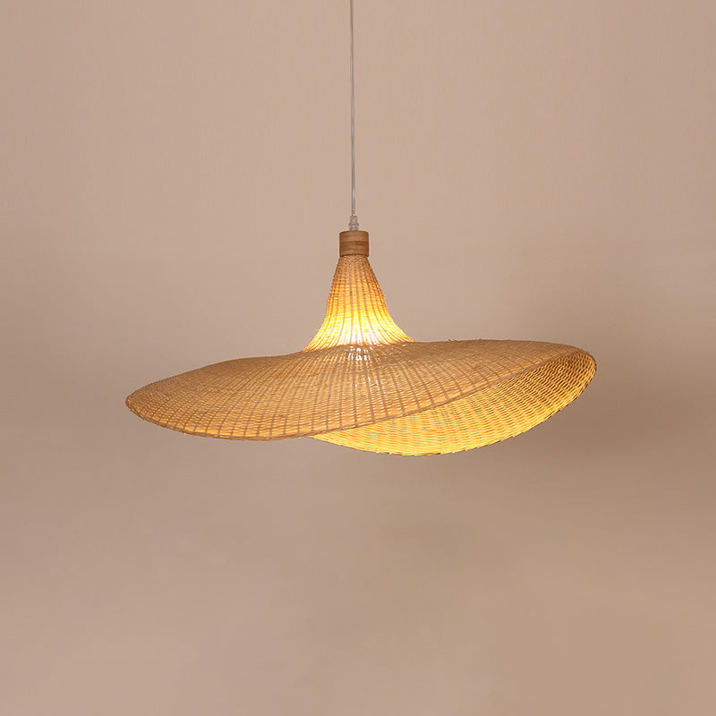 Lotus Leaf Suspension Lighting Minimalist Bamboo 1��Head Wood Pendant Ceiling Light Clearhalo 'Ceiling Lights' 'Pendant Lights' 'Pendants' Lighting' 2248235