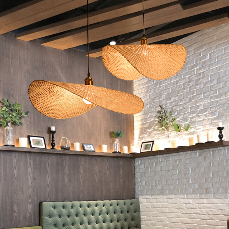 Bamboo Lotus Leaf Ceiling Light Modern Style Single-Bulb Wood Hanging Pendant Light Wood Clearhalo 'Ceiling Lights' 'Pendant Lights' 'Pendants' Lighting' 2248238_e57af261-8d89-4d02-b336-646759e3fdbe