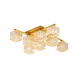 Black/Gold Cubic Living Room Flush Mount Lighting Modernist 4/6/8 Lights Crystal Ceiling Lighting Clearhalo 'Ceiling Lights' 'Close To Ceiling Lights' 'Close to ceiling' 'Flush mount' Lighting' 224829