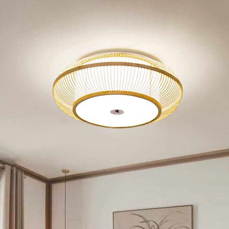 Lantern Bedroom Flush Mount Lighting Bamboo 1-Light Simplicity Flush Mount Ceiling Light in Wood Clearhalo 'Ceiling Lights' 'Close To Ceiling Lights' 'Close to ceiling' 'Flush mount' Lighting' 2248330