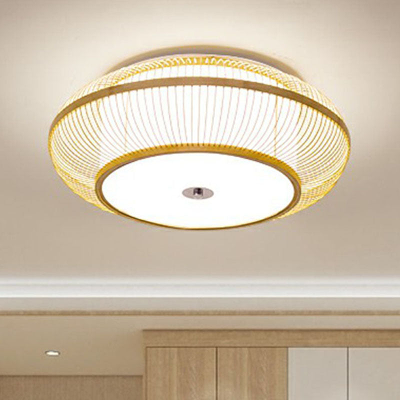 Lantern Bedroom Flush Mount Lighting Bamboo 1-Light Simplicity Flush Mount Ceiling Light in Wood Clearhalo 'Ceiling Lights' 'Close To Ceiling Lights' 'Close to ceiling' 'Flush mount' Lighting' 2248334