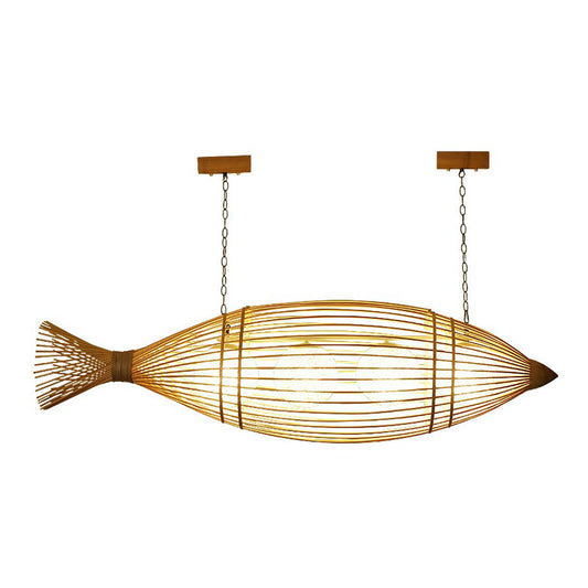 Bamboo Fish Shaped Ceiling Lighting South-east Asia 3 Bulbs Chandelier Light Fixture Clearhalo 'Ceiling Lights' 'Chandeliers' Lighting' options 2248506