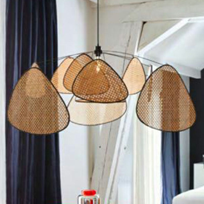 Chinese Handmade Suspension Lighting Rattan 1��Head Living Room Pendant Ceiling Light in Wood Wood Clearhalo 'Ceiling Lights' 'Pendant Lights' 'Pendants' Lighting' 2248544_2c9de691-1c60-4174-9a8c-01c0a1d4d6b6