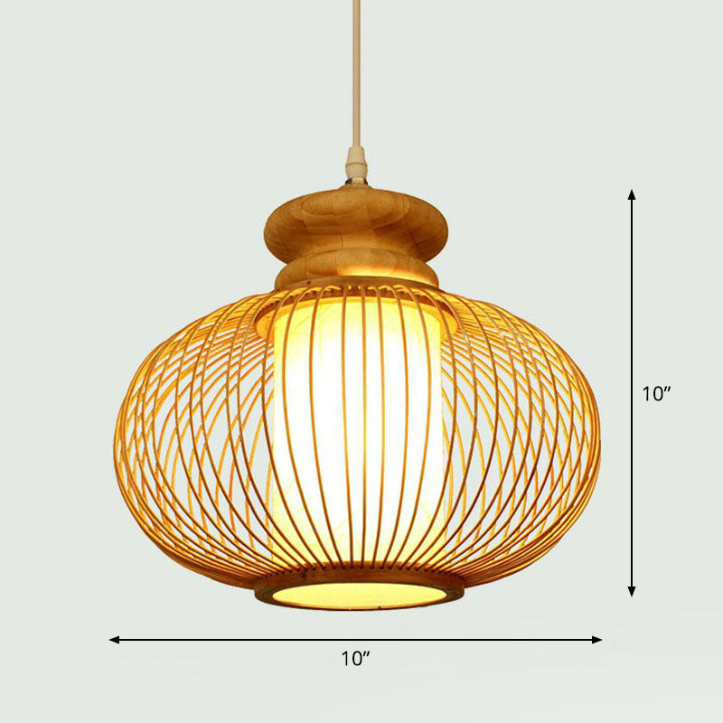 Handcrafted Ceiling Light Chinese Style Bamboo Single Restaurant Hanging Pendant Light in Wood Clearhalo 'Ceiling Lights' 'Pendant Lights' 'Pendants' Lighting' 2248564