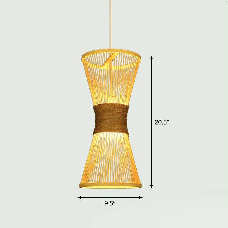 Handcrafted Ceiling Light Chinese Style Bamboo Single Restaurant Hanging Pendant Light in Wood Wood N Clearhalo 'Ceiling Lights' 'Pendant Lights' 'Pendants' Lighting' 2248574_429d709e-4f4d-4e65-b256-4dc59ee0da5a