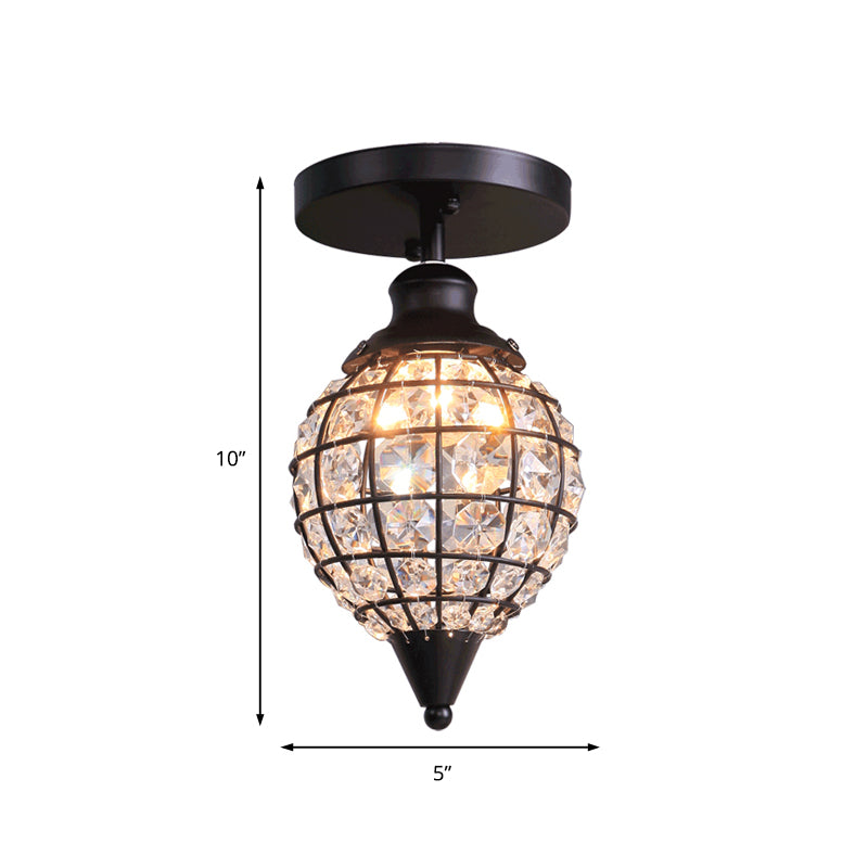 5"/6.5" W Mini Disco Ball Ceiling Light Rustic Iron Frame 1 Light Semi Flush Lamp with Crystal Draping Clearhalo 'Ceiling Lights' 'Close To Ceiling Lights' 'Close to ceiling' 'Semi-flushmount' Lighting' 224863