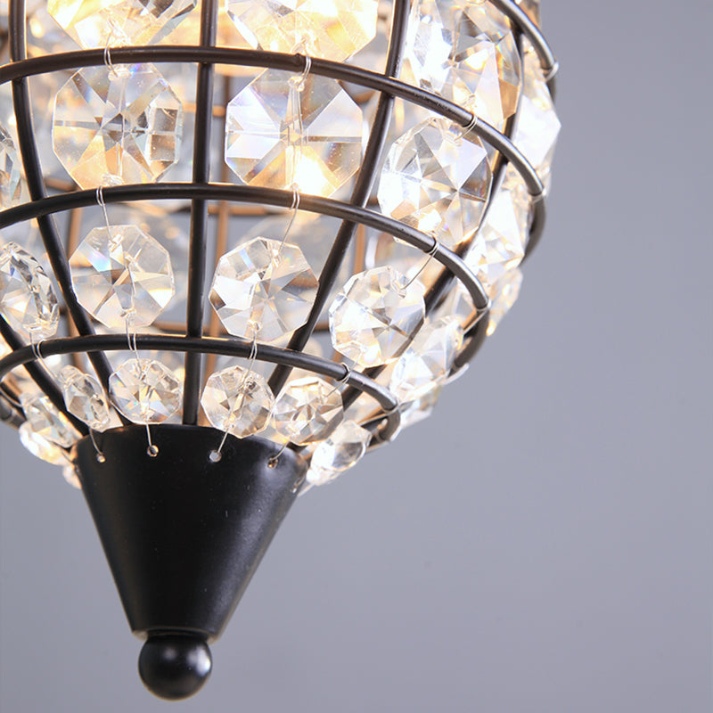 5"/6.5" W Mini Disco Ball Ceiling Light Rustic Iron Frame 1 Light Semi Flush Lamp with Crystal Draping Clearhalo 'Ceiling Lights' 'Close To Ceiling Lights' 'Close to ceiling' 'Semi-flushmount' Lighting' 224865