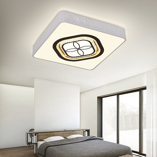 Simple Square Flush Mount Acrylic LED Bedroom Ceiling Mounted Fixture with Crystal Oval/Square/Flower Pattern Clearhalo 'Ceiling Lights' 'Close To Ceiling Lights' 'Close to ceiling' 'Flush mount' Lighting' 224867