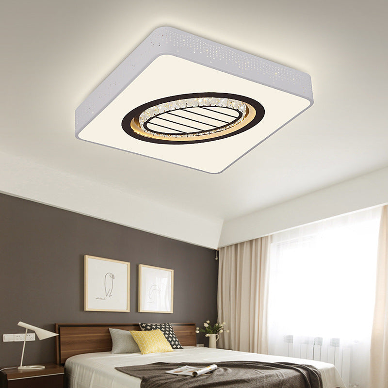 Simple Square Flush Mount Acrylic LED Bedroom Ceiling Mounted Fixture with Crystal Oval/Square/Flower Pattern White Oval Clearhalo 'Ceiling Lights' 'Close To Ceiling Lights' 'Close to ceiling' 'Flush mount' Lighting' 224871