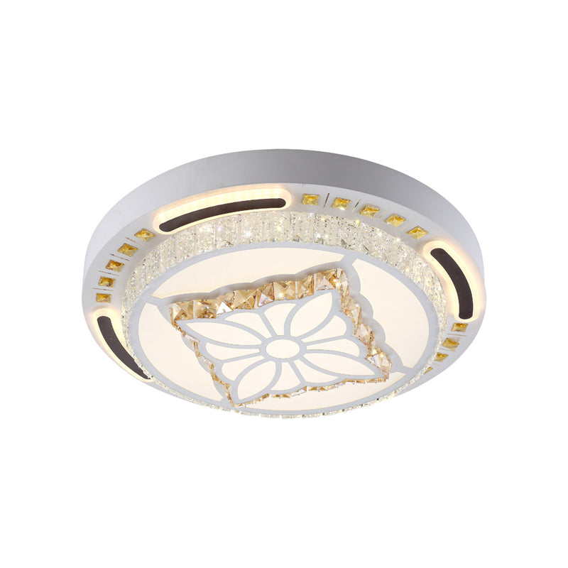 23.5"/31.5" W Crystal Shaded Round Flush Ceiling Light Contemporary LED Living Room Flush Lamp in White Clearhalo 'Ceiling Lights' 'Close To Ceiling Lights' 'Close to ceiling' 'Flush mount' Lighting' 224881