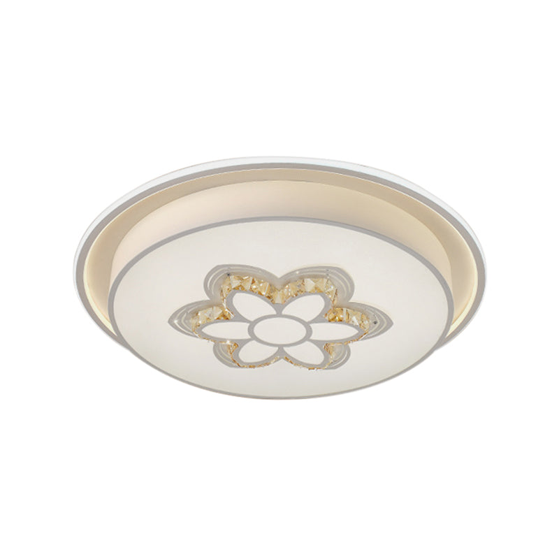 Dome Acrylic Flushmount Minimal LED White Ceiling Lamp for Bedroom with Crystal Round/Moon/Flower Pattern Clearhalo 'Ceiling Lights' 'Close To Ceiling Lights' 'Close to ceiling' 'Flush mount' Lighting' 224889