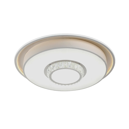 Dome Acrylic Flushmount Minimal LED White Ceiling Lamp for Bedroom with Crystal Round/Moon/Flower Pattern Clearhalo 'Ceiling Lights' 'Close To Ceiling Lights' 'Close to ceiling' 'Flush mount' Lighting' 224891