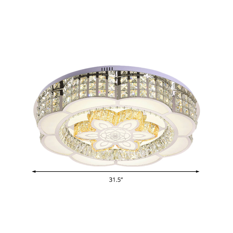 23.5"/31.5" Wide Simple Flower Crystal Flush Light LED Bedroom Ceiling Light Fixture in Chrome Clearhalo 'Ceiling Lights' 'Close To Ceiling Lights' 'Close to ceiling' 'Flush mount' Lighting' 224895