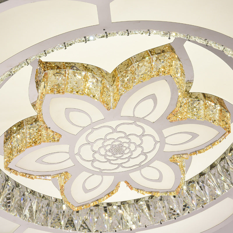 23.5"/31.5" Wide Simple Flower Crystal Flush Light LED Bedroom Ceiling Light Fixture in Chrome Clearhalo 'Ceiling Lights' 'Close To Ceiling Lights' 'Close to ceiling' 'Flush mount' Lighting' 224896