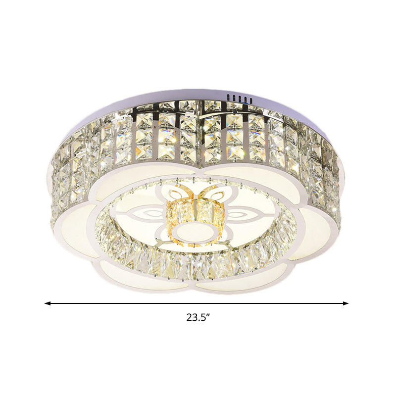 23.5"/31.5" Wide Simple Flower Crystal Flush Light LED Bedroom Ceiling Light Fixture in Chrome Clearhalo 'Ceiling Lights' 'Close To Ceiling Lights' 'Close to ceiling' 'Flush mount' Lighting' 224899