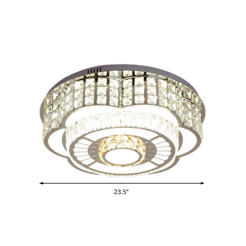 23.5"/31.5" W Floral Living Room Ceiling Flush Mount Crystal LED Modernist Flush Mount Lamp in Chrome Clearhalo 'Ceiling Lights' 'Close To Ceiling Lights' 'Close to ceiling' 'Flush mount' Lighting' 224908