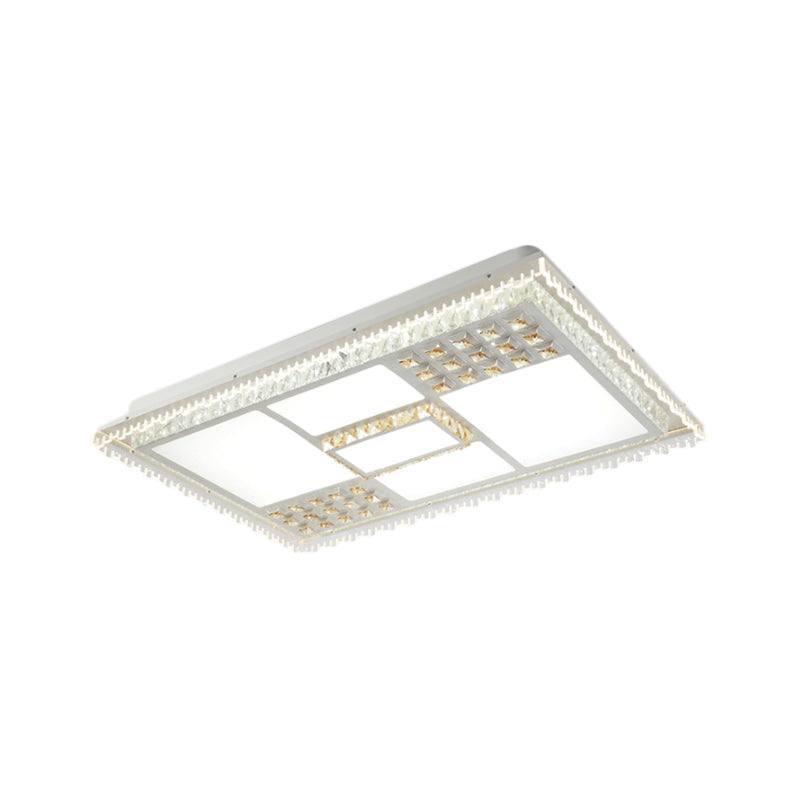 Square/Rectangle Living Room Flushmount Contemporary Crystal LED White Ceiling Light Fixture Clearhalo 'Ceiling Lights' 'Close To Ceiling Lights' 'Close to ceiling' 'Flush mount' Lighting' 224928