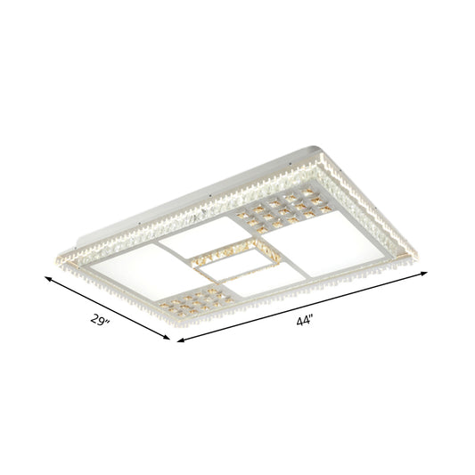 Square/Rectangle Living Room Flushmount Contemporary Crystal LED White Ceiling Light Fixture Clearhalo 'Ceiling Lights' 'Close To Ceiling Lights' 'Close to ceiling' 'Flush mount' Lighting' 224929