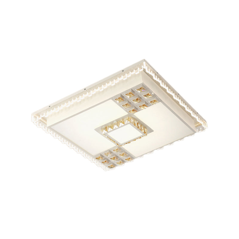 Square/Rectangle Living Room Flushmount Contemporary Crystal LED White Ceiling Light Fixture Clearhalo 'Ceiling Lights' 'Close To Ceiling Lights' 'Close to ceiling' 'Flush mount' Lighting' 224933