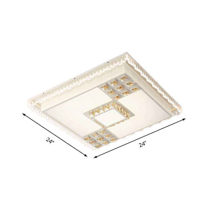 Square/Rectangle Living Room Flushmount Contemporary Crystal LED White Ceiling Light Fixture Clearhalo 'Ceiling Lights' 'Close To Ceiling Lights' 'Close to ceiling' 'Flush mount' Lighting' 224934