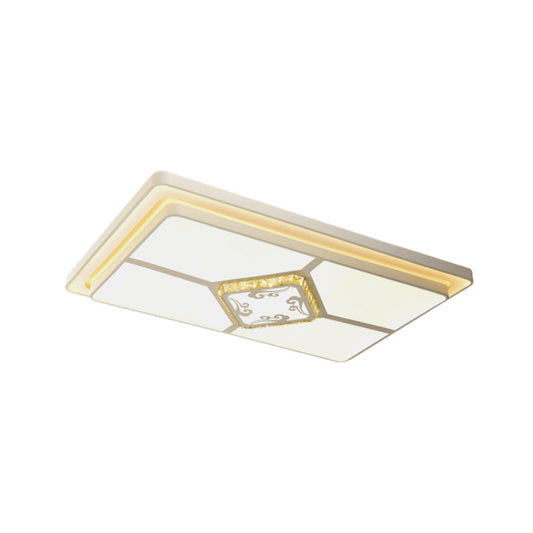 Crystal Square/Rectangular Flush Mount Lamp Minimal LED White Ceiling Light for Living Room Clearhalo 'Ceiling Lights' 'Close To Ceiling Lights' 'Close to ceiling' 'Flush mount' Lighting' 224937