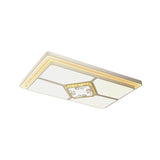 Crystal Square/Rectangular Flush Mount Lamp Minimal LED White Ceiling Light for Living Room Clearhalo 'Ceiling Lights' 'Close To Ceiling Lights' 'Close to ceiling' 'Flush mount' Lighting' 224937