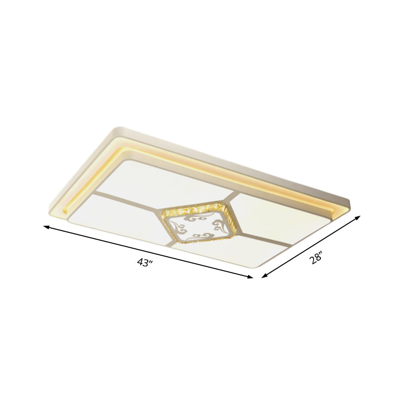 Crystal Square/Rectangular Flush Mount Lamp Minimal LED White Ceiling Light for Living Room Clearhalo 'Ceiling Lights' 'Close To Ceiling Lights' 'Close to ceiling' 'Flush mount' Lighting' 224938