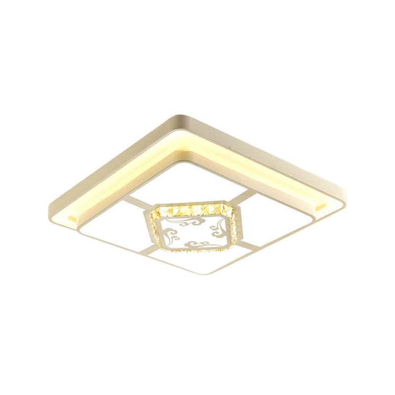 Crystal Square/Rectangular Flush Mount Lamp Minimal LED White Ceiling Light for Living Room Clearhalo 'Ceiling Lights' 'Close To Ceiling Lights' 'Close to ceiling' 'Flush mount' Lighting' 224942