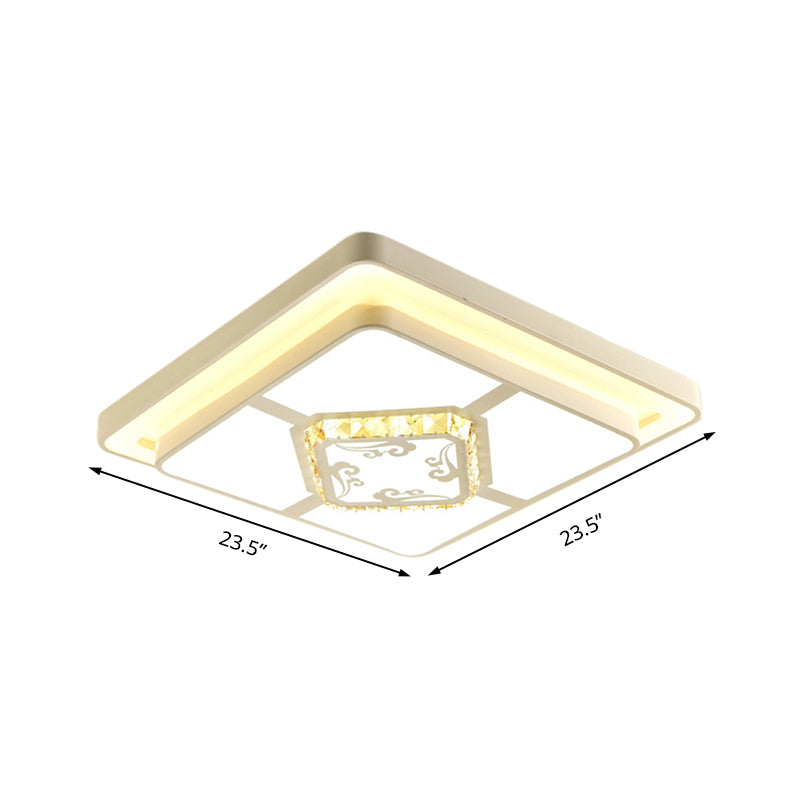 Crystal Square/Rectangular Flush Mount Lamp Minimal LED White Ceiling Light for Living Room Clearhalo 'Ceiling Lights' 'Close To Ceiling Lights' 'Close to ceiling' 'Flush mount' Lighting' 224943