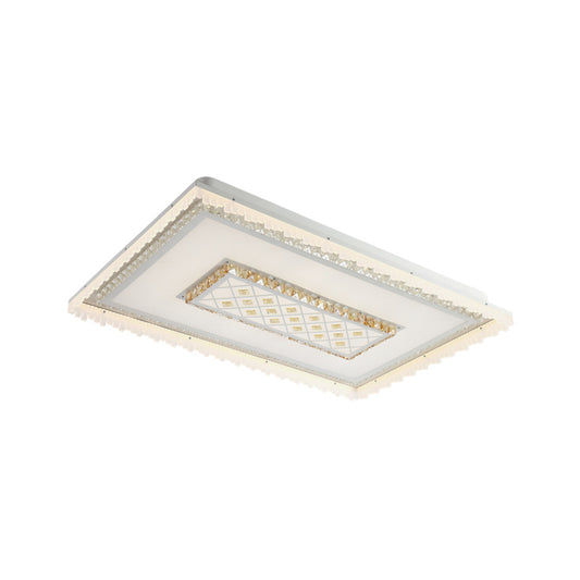 Contemporary LED Ceiling Lamp White Square/Rectangular Crystal Flush Mount Lighting, Warm Light Clearhalo 'Ceiling Lights' 'Close To Ceiling Lights' 'Close to ceiling' 'Flush mount' Lighting' 224960