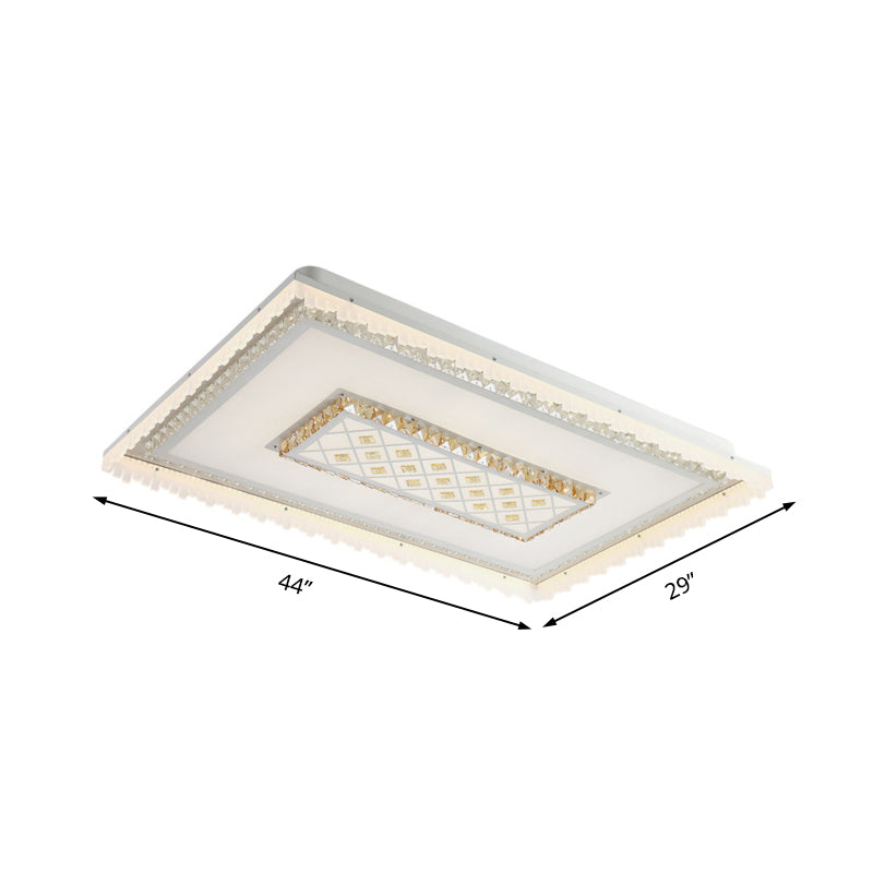 Contemporary LED Ceiling Lamp White Square/Rectangular Crystal Flush Mount Lighting, Warm Light Clearhalo 'Ceiling Lights' 'Close To Ceiling Lights' 'Close to ceiling' 'Flush mount' Lighting' 224961