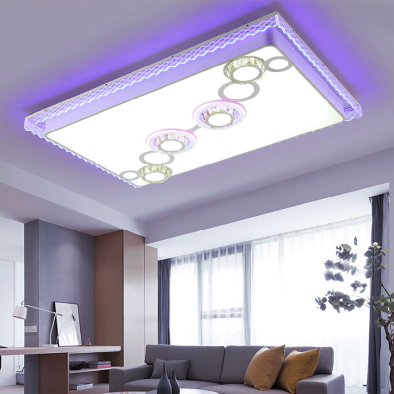 Nordic Square/Rectangle Ceiling Light Fixture Iron LED Living Room Flushmount Light with Crystal Bubbles White Rectangle Clearhalo 'Ceiling Lights' 'Close To Ceiling Lights' 'Close to ceiling' 'Flush mount' Lighting' 224967