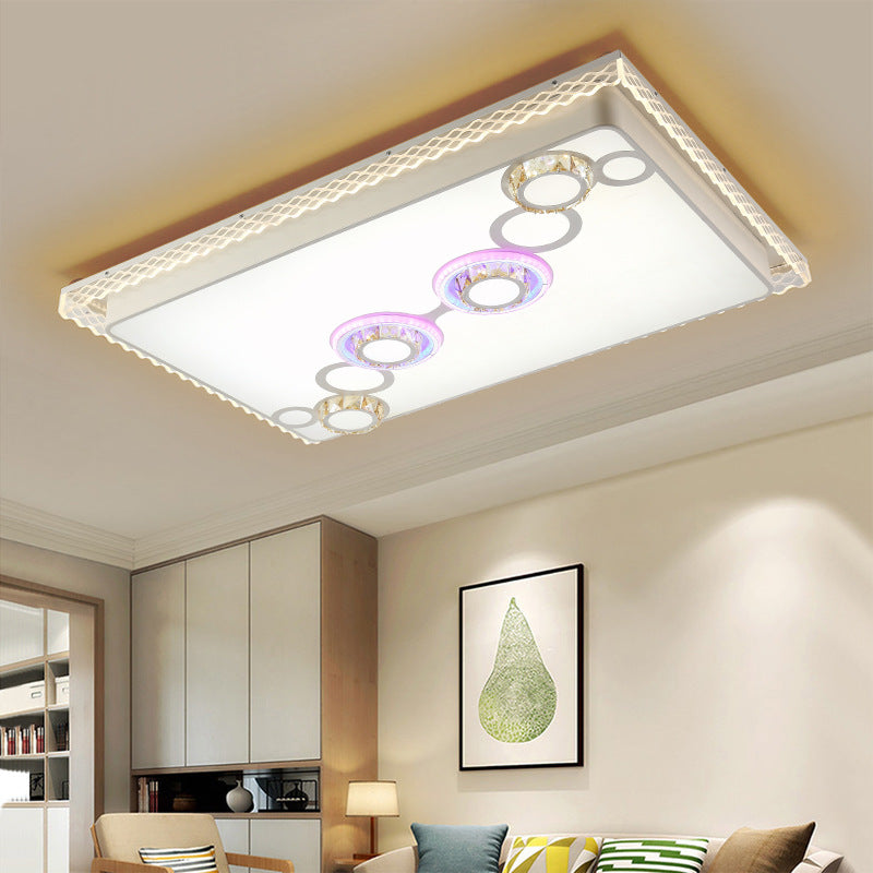 Nordic Square/Rectangle Ceiling Light Fixture Iron LED Living Room Flushmount Light with Crystal Bubbles Clearhalo 'Ceiling Lights' 'Close To Ceiling Lights' 'Close to ceiling' 'Flush mount' Lighting' 224968