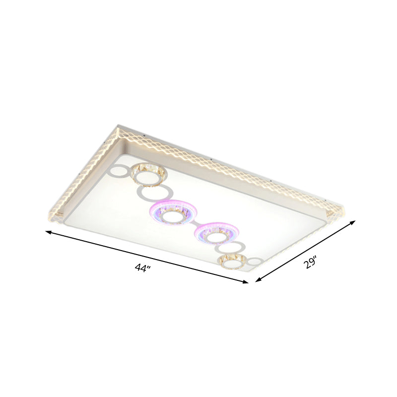 Nordic Square/Rectangle Ceiling Light Fixture Iron LED Living Room Flushmount Light with Crystal Bubbles Clearhalo 'Ceiling Lights' 'Close To Ceiling Lights' 'Close to ceiling' 'Flush mount' Lighting' 224970