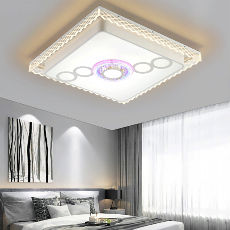 Nordic Square/Rectangle Ceiling Light Fixture Iron LED Living Room Flushmount Light with Crystal Bubbles White Square Clearhalo 'Ceiling Lights' 'Close To Ceiling Lights' 'Close to ceiling' 'Flush mount' Lighting' 224972