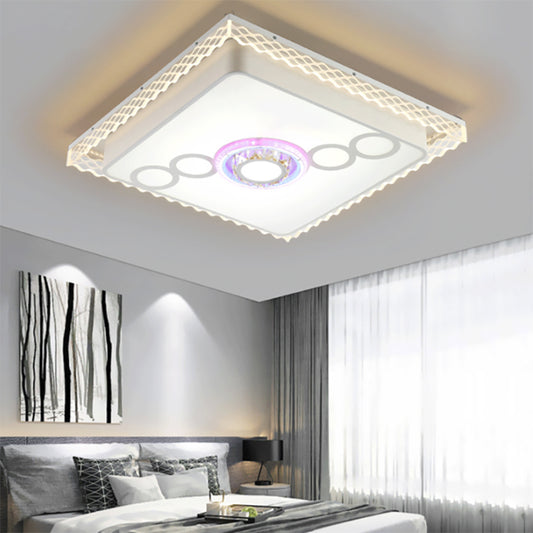 Nordic Square/Rectangle Ceiling Light Fixture Iron LED Living Room Flushmount Light with Crystal Bubbles White Square Clearhalo 'Ceiling Lights' 'Close To Ceiling Lights' 'Close to ceiling' 'Flush mount' Lighting' 224972