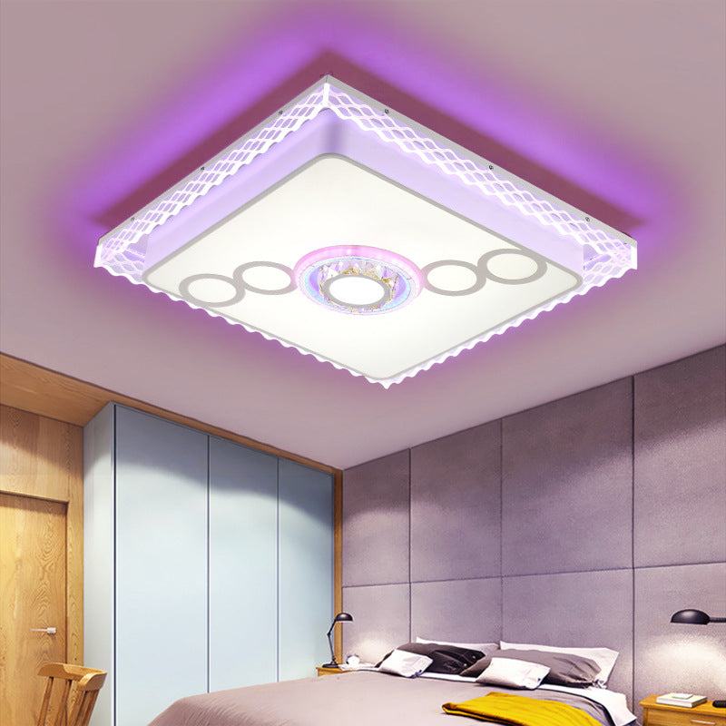 Nordic Square/Rectangle Ceiling Light Fixture Iron LED Living Room Flushmount Light with Crystal Bubbles Clearhalo 'Ceiling Lights' 'Close To Ceiling Lights' 'Close to ceiling' 'Flush mount' Lighting' 224973