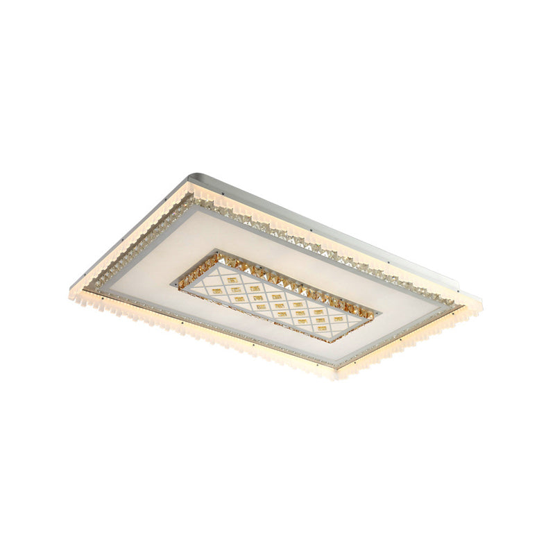 Contemporary Square/Rectangle Flush Light Crystal LED Living Room Ceiling Light Fixture in White Clearhalo 'Ceiling Lights' 'Close To Ceiling Lights' 'Close to ceiling' 'Flush mount' Lighting' 224978