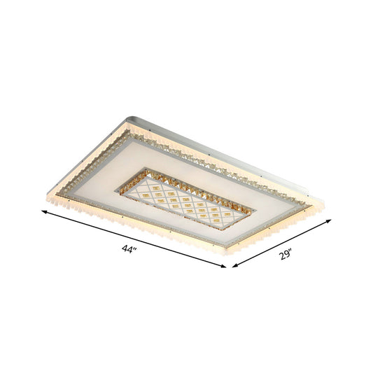 Contemporary Square/Rectangle Flush Light Crystal LED Living Room Ceiling Light Fixture in White Clearhalo 'Ceiling Lights' 'Close To Ceiling Lights' 'Close to ceiling' 'Flush mount' Lighting' 224979