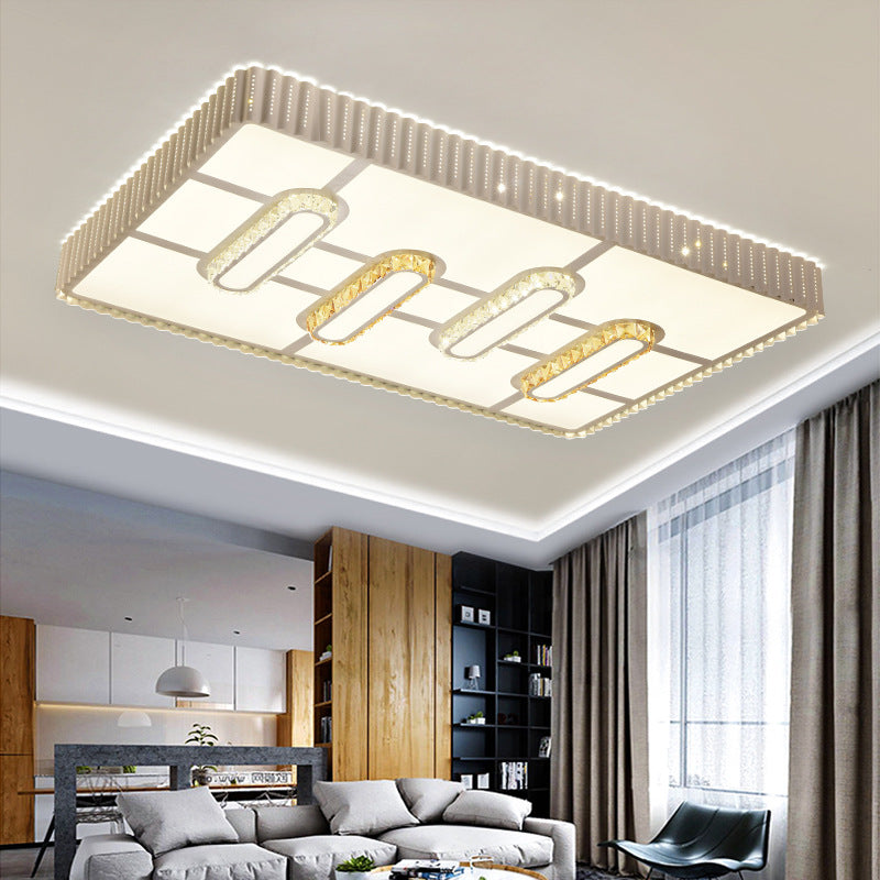 Cuboid Crystal Ceiling Flush Mount Simple LED Flush Lamp with Cylinder/Rectangle/Rhombus Pattern Clearhalo 'Ceiling Lights' 'Close To Ceiling Lights' 'Close to ceiling' 'Flush mount' Lighting' 224986