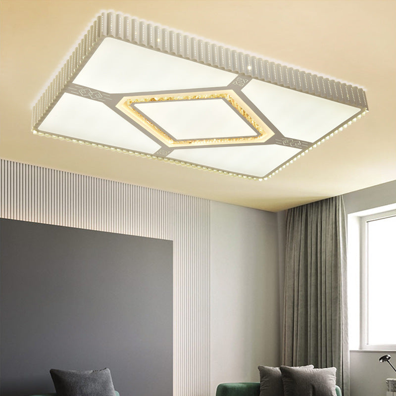 Cuboid Crystal Ceiling Flush Mount Simple LED Flush Lamp with Cylinder/Rectangle/Rhombus Pattern White Rhombus Clearhalo 'Ceiling Lights' 'Close To Ceiling Lights' 'Close to ceiling' 'Flush mount' Lighting' 224989