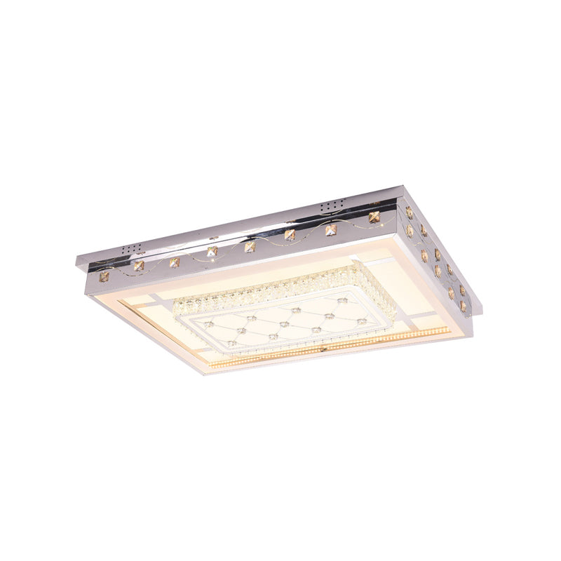 Chrome Rectangle Ceiling Light Fixture Modernist LED Crystal Flush Light with Rectangle/Round Pattern Clearhalo 'Ceiling Lights' 'Close To Ceiling Lights' 'Close to ceiling' 'Flush mount' Lighting' 224996