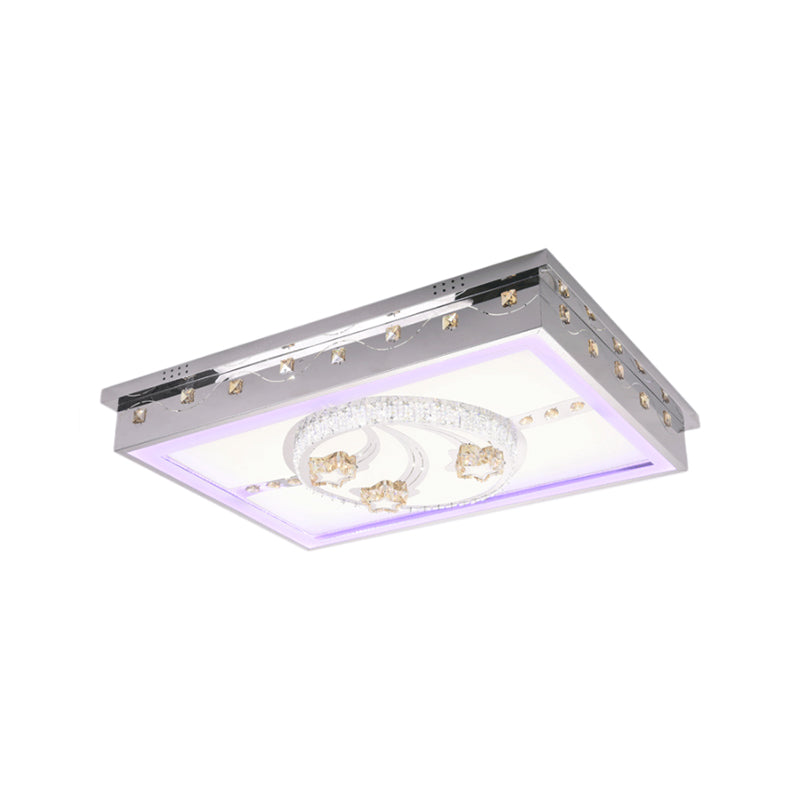 Chrome Rectangle Ceiling Light Fixture Modernist LED Crystal Flush Light with Rectangle/Round Pattern Clearhalo 'Ceiling Lights' 'Close To Ceiling Lights' 'Close to ceiling' 'Flush mount' Lighting' 225001