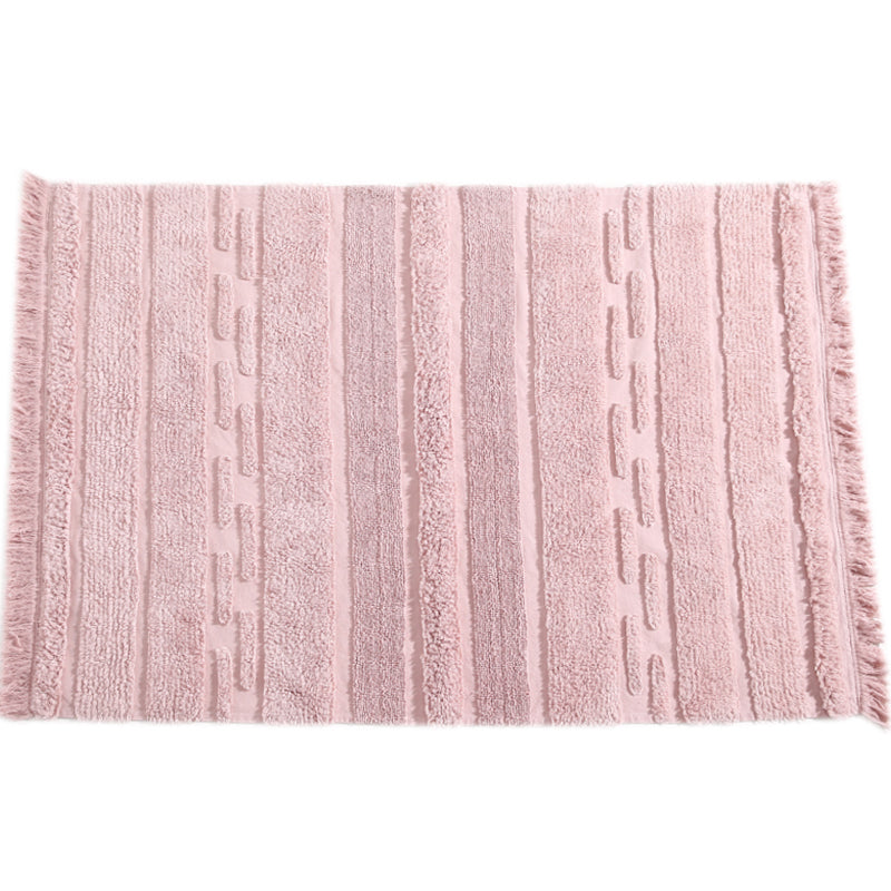 Multicolored Stripe Rug Cotton Western Area Rug Washable Stain-Resistant Easy Care Carpet for Bedroom Pink Clearhalo 'Area Rug' 'Bohemian' 'Rugs' Rug' 2250040