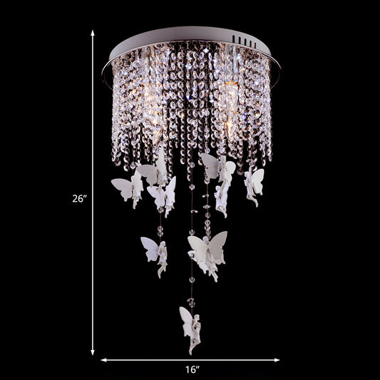 16"/19.5"/23.5" W Silver Round Flush Ceiling Light Modernist 5/8/10 Lights Cascading Glass Crystal Shaded Flushmount Lighting Clearhalo 'Ceiling Lights' 'Modern Pendants' 'Modern' 'Pendant Lights' 'Pendants' Lighting' 225021