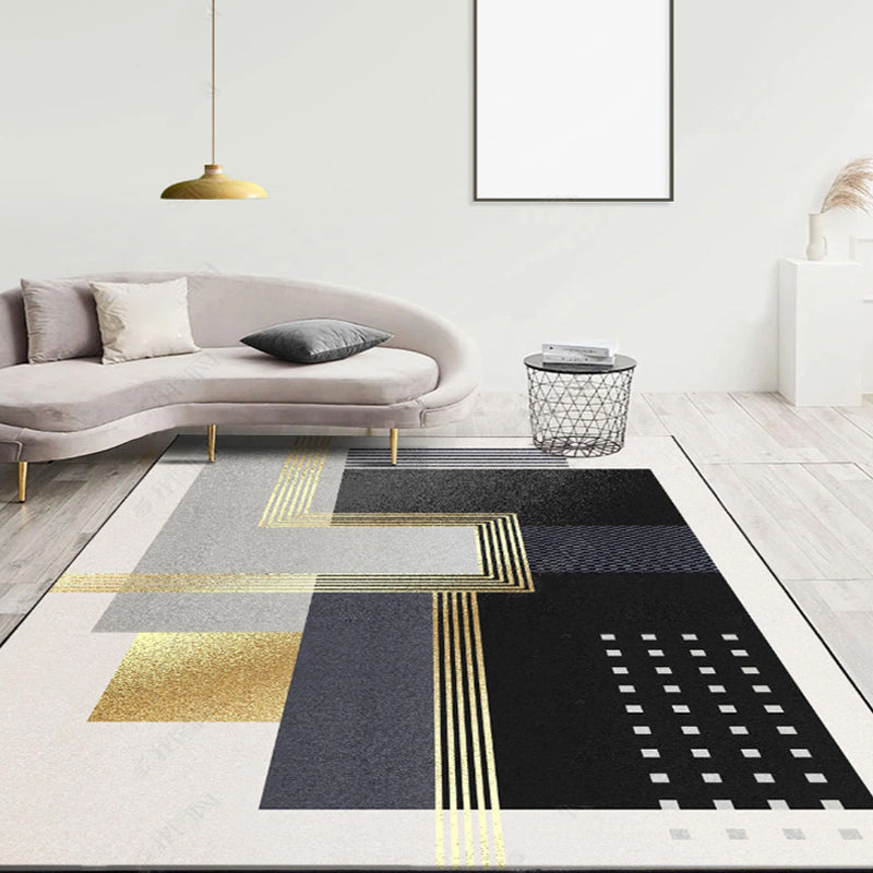 Western Living Room Rug Multi-Colored Polypropylene Area Carpet Non-Slip Backing Washable Indoor Rug Black Clearhalo 'Area Rug' 'Rug' 2250266