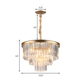 Black/Gold Adjustable Tapered Chandelier Lamp Minimalist 6/9/15-Light Crystal Pendant Lighting, 19.5"/23.5"/31.5" W Clearhalo 'Ceiling Lights' 'Chandeliers' 'Modern Chandeliers' 'Modern' Lighting' 225087