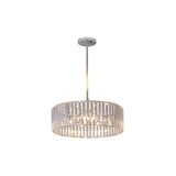 Crystal Shaded Round Pendant Light Fixture 19.5"/23.5" Wide Simplicity 5/6 Lights Chrome Chandelier Lamp Clearhalo 'Ceiling Lights' 'Chandeliers' 'Modern Chandeliers' 'Modern' Lighting' 225114