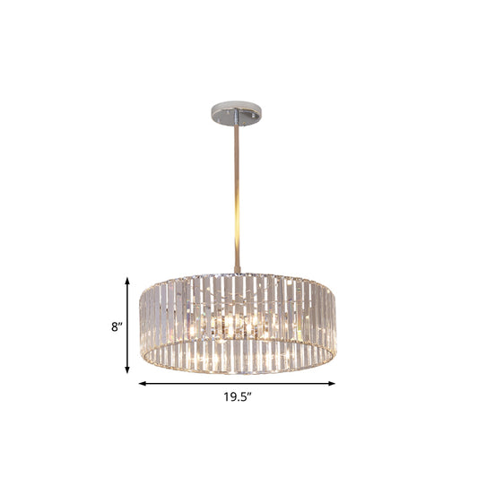 Crystal Shaded Round Pendant Light Fixture 19.5"/23.5" Wide Simplicity 5/6 Lights Chrome Chandelier Lamp Clearhalo 'Ceiling Lights' 'Chandeliers' 'Modern Chandeliers' 'Modern' Lighting' 225115